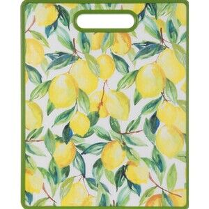 Plastic Cutting Board (12"x15") CITRUS FRUITS, LEMONS, green trim, HL